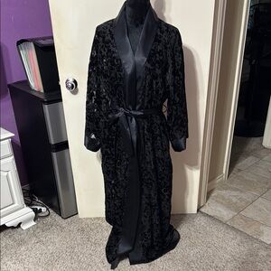 Valentino Black Velvet and Satin Robe